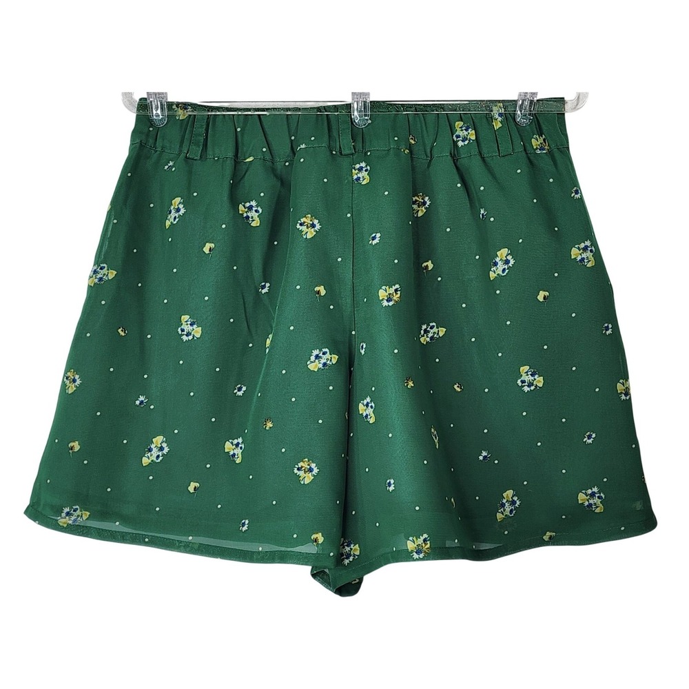 Earth Music & Ecology Green Floral Polka Dot Pleated Shorts High Rise - Picture 5 of 7